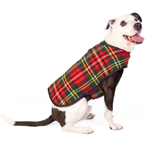 Chilly Dog Scotty Plaid Wool Dog Blanket Winter Coat Sizes XS/XXL